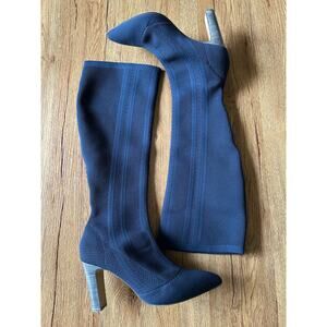 Charles David Knee High Navy Blue Knit Boots Size 8.5